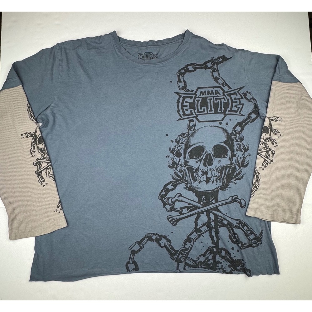 MMA Elite Long Sleeve 2XL Cotton Graphic Skull Grunge Skater Biker Streetwear